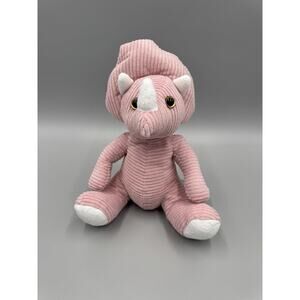 Naturally Kids Pink Plush Triceratops Dinosaur Stuffed Animal No Backpck 8”